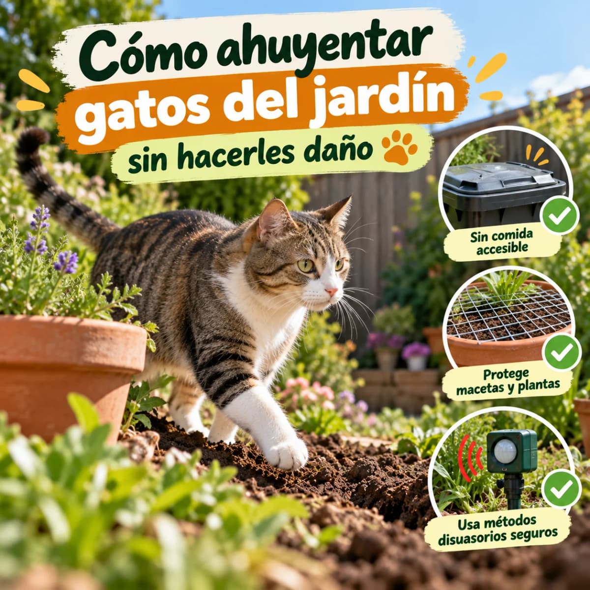 Cómo ahuyentar gatos del jardín sin hacerles daño