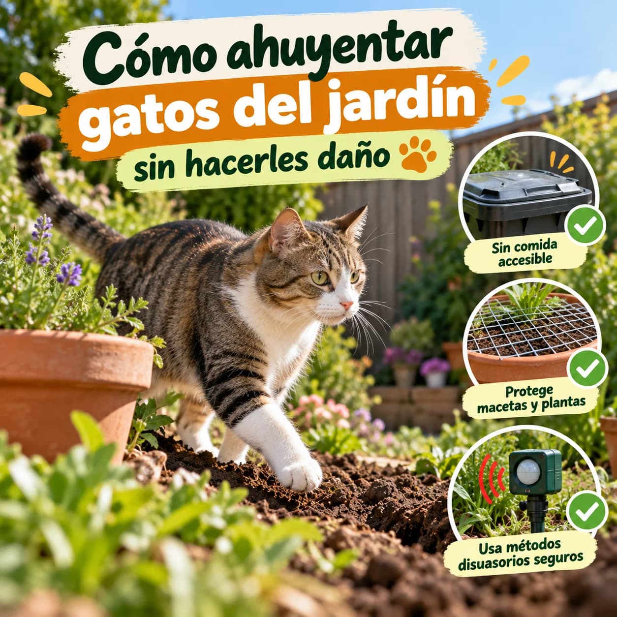 Cómo ahuyentar gatos del jardín sin hacerles daño