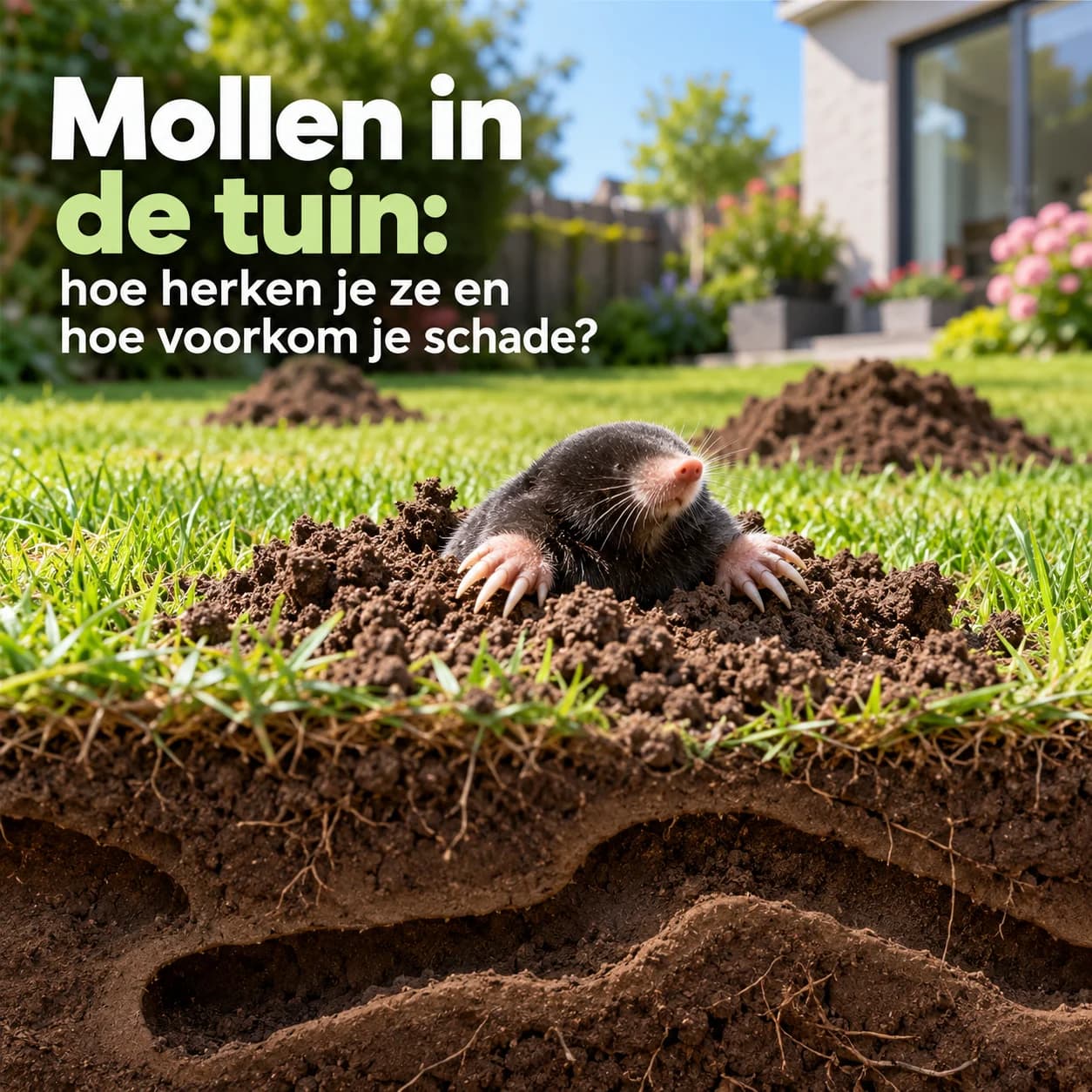 Mollen in de tuin: hoe herken je ze en hoe voorkom je schade?