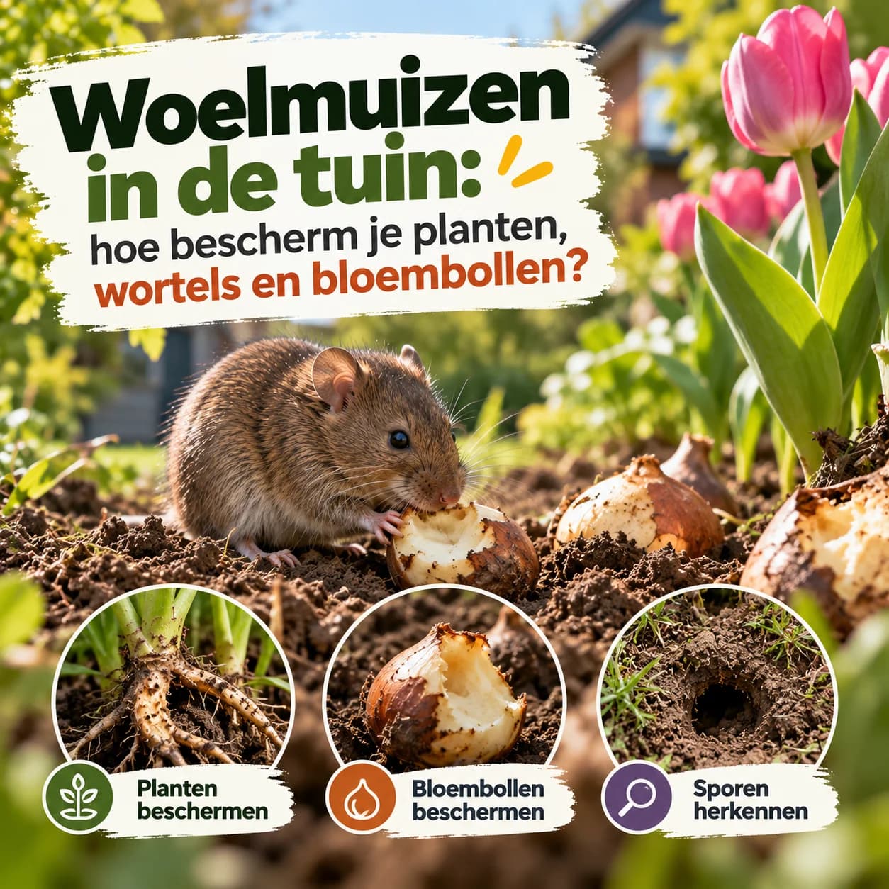 Woelmuizen in de tuin: hoe bescherm je planten, wortels en bloembollen?