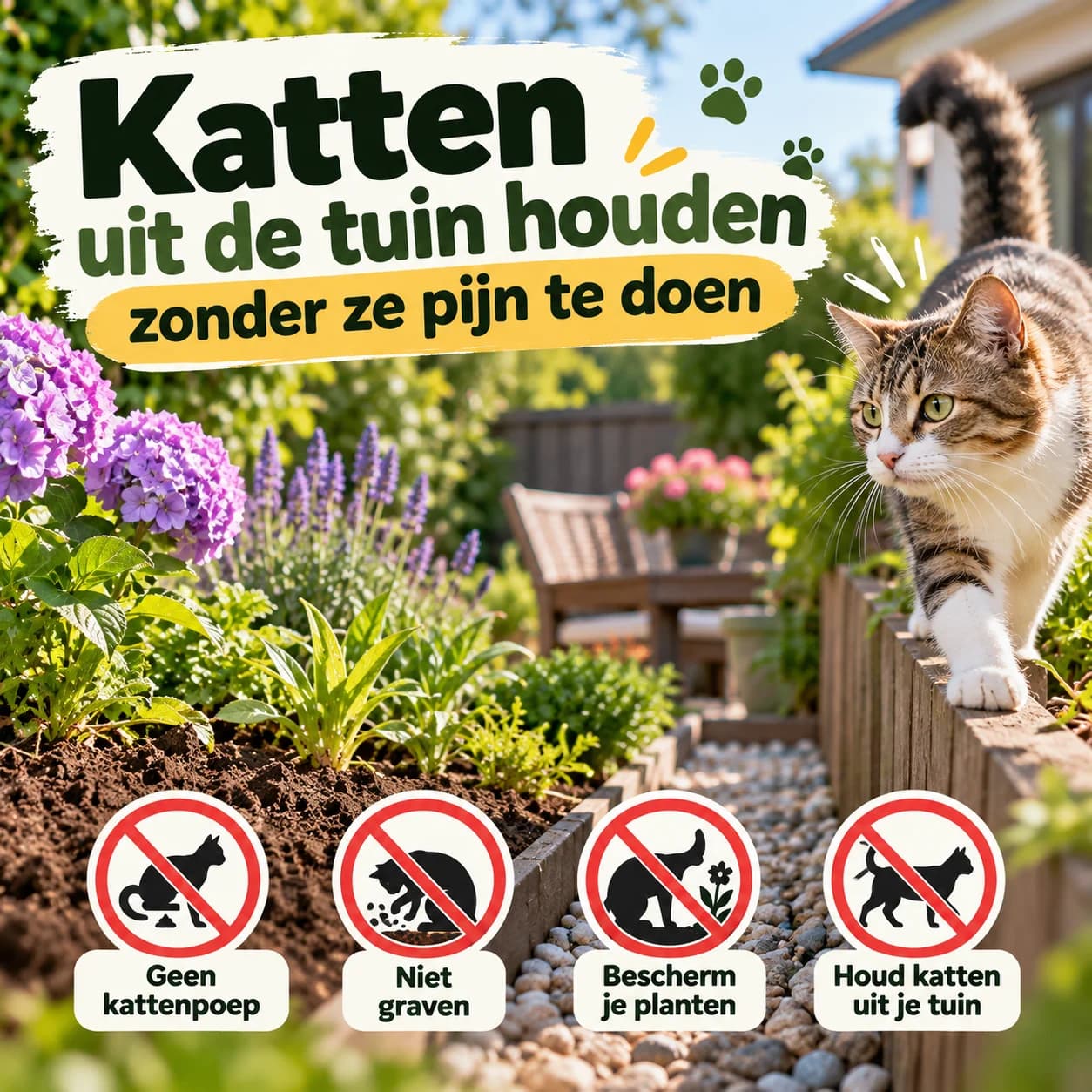 Katten uit de tuin houden zonder ze pijn te doen