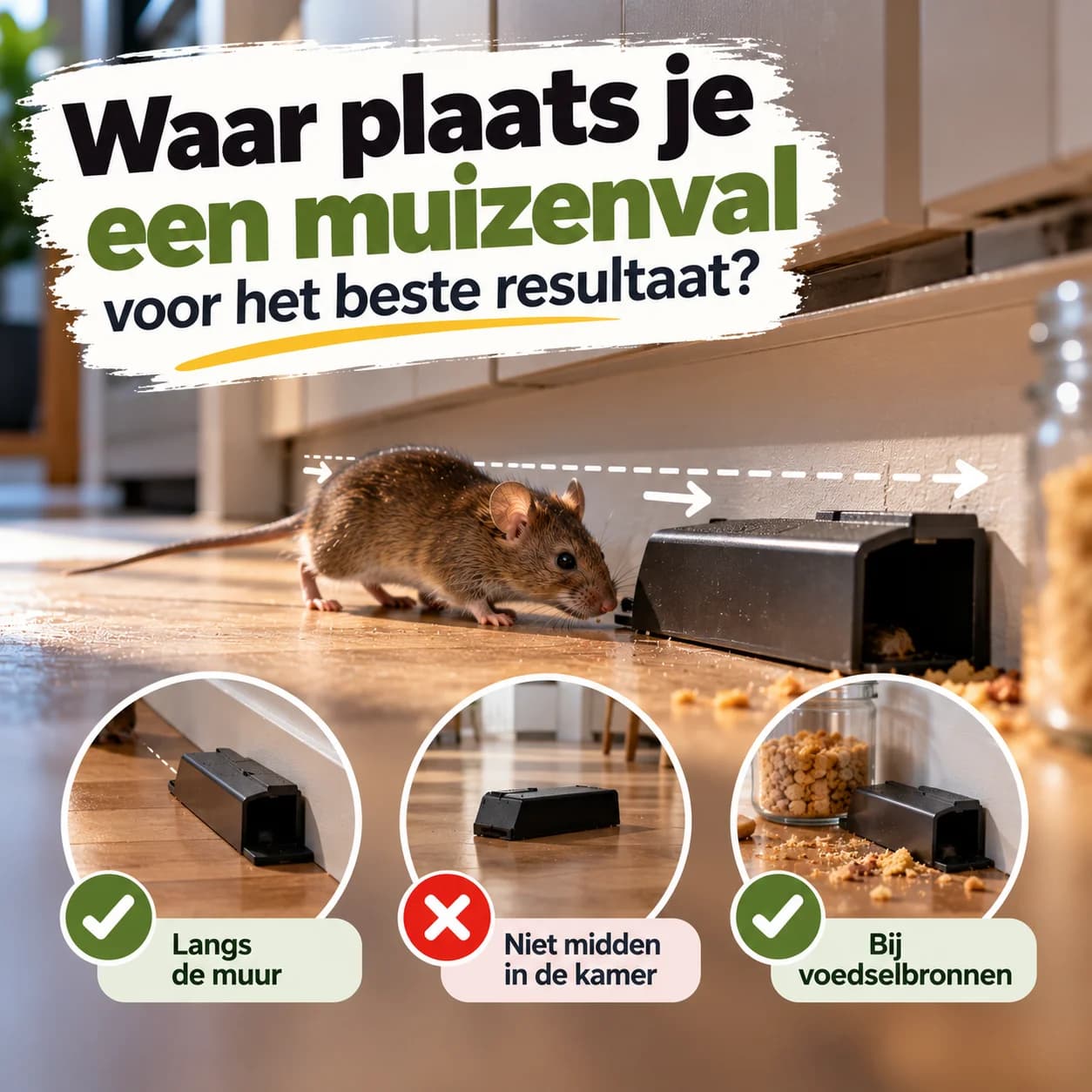 Waar plaats je een muizenval voor het beste resultaat?