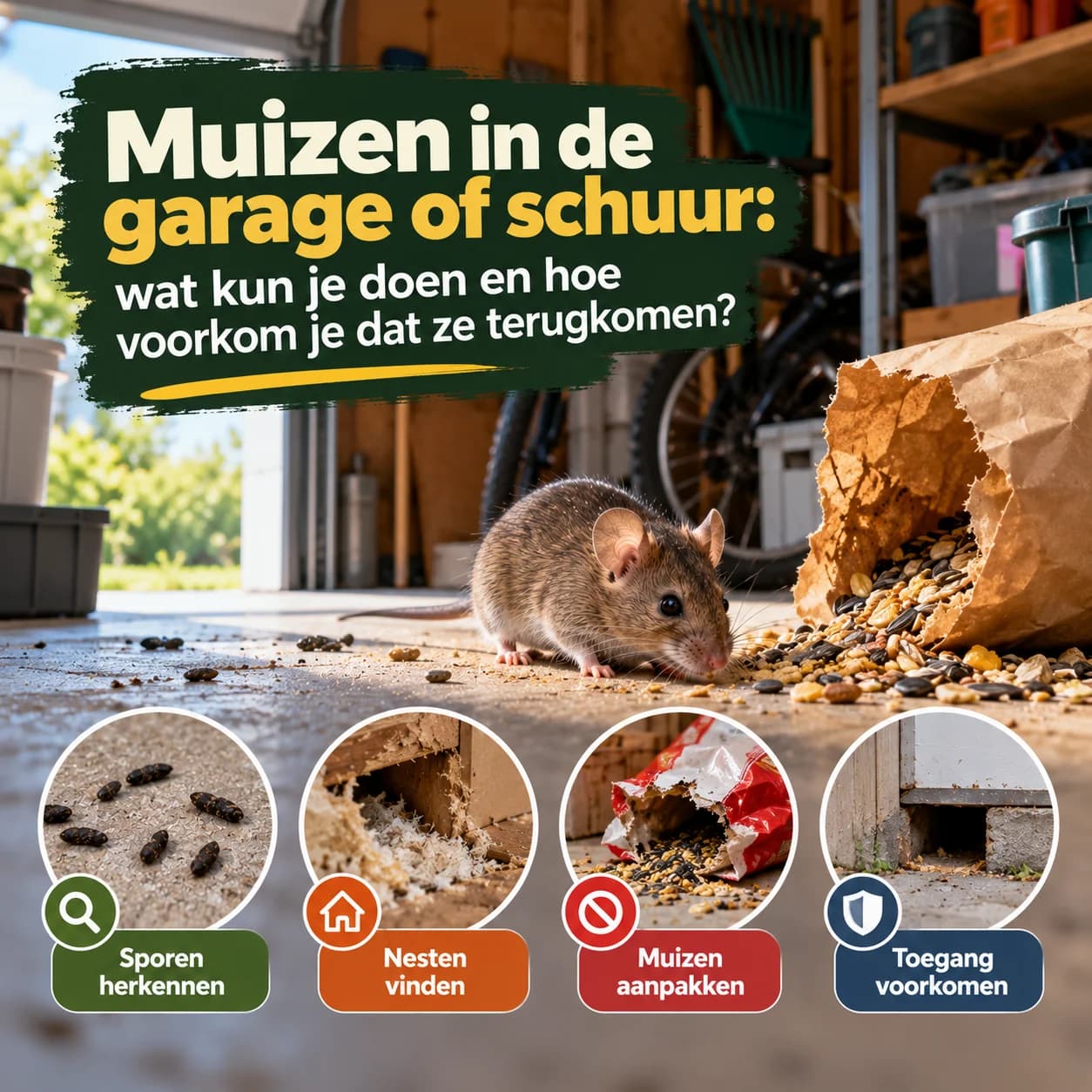 Muizen in de garage of schuur: wat kun je doen en hoe voorkom je dat ze terugkomen?