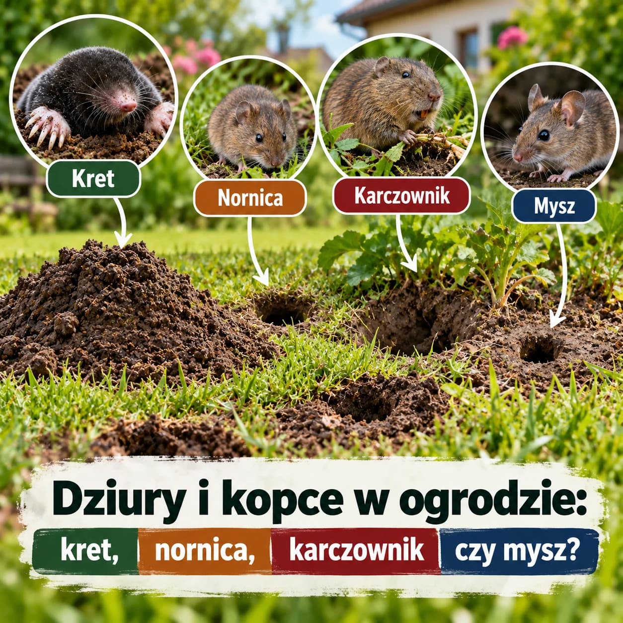 Dziury i kopce w ogrodzie: kret, nornica, karczownik czy mysz?