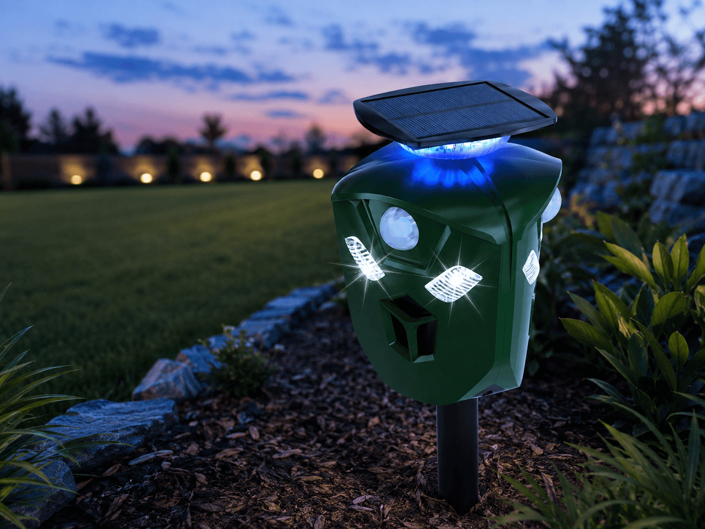 AR16 animal repeller LED response at dusk