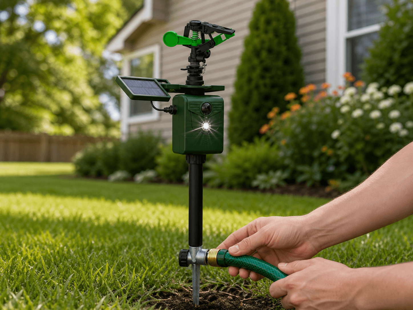 THANOS AR38S Bewegungsaktivierter Tiervertreiber – Gartenschlauch anschließen